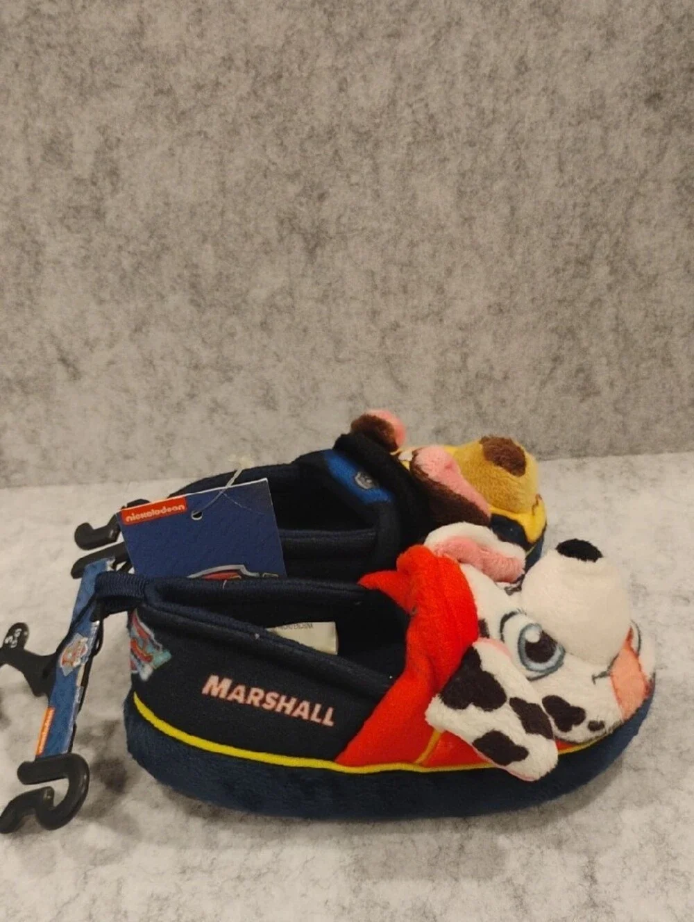 Paw Patrol Kids Plush Slippers with Marshall & Chase Faces - Red, Yellow & Blue